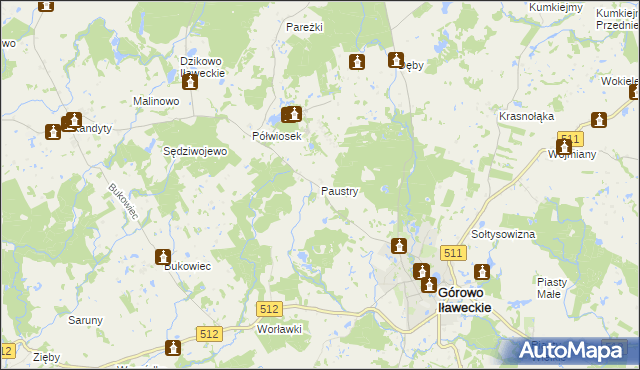 mapa Paustry, Paustry na mapie Targeo