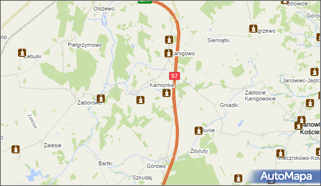 mapa Pawliki gmina Nidzica, Pawliki gmina Nidzica na mapie Targeo