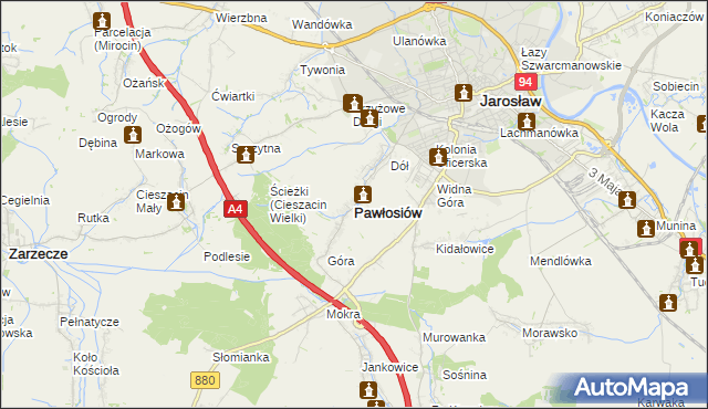 mapa Pawłosiów, Pawłosiów na mapie Targeo