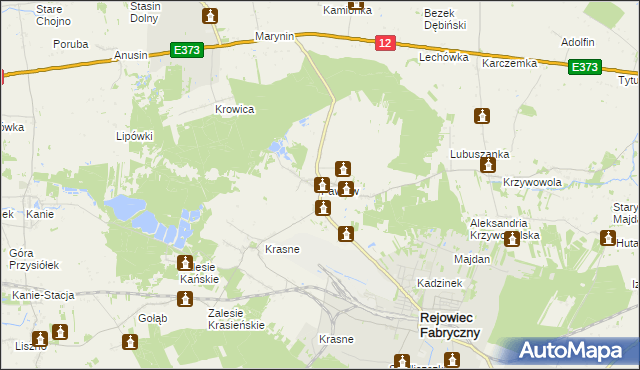 mapa Pawłów gmina Rejowiec Fabryczny, Pawłów gmina Rejowiec Fabryczny na mapie Targeo