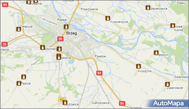 mapa Pawłów gmina Skarbimierz, Pawłów gmina Skarbimierz na mapie Targeo