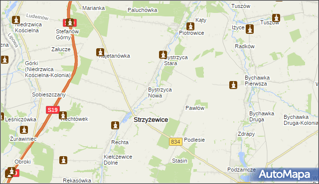 mapa Pawłówek gmina Strzyżewice, Pawłówek gmina Strzyżewice na mapie Targeo