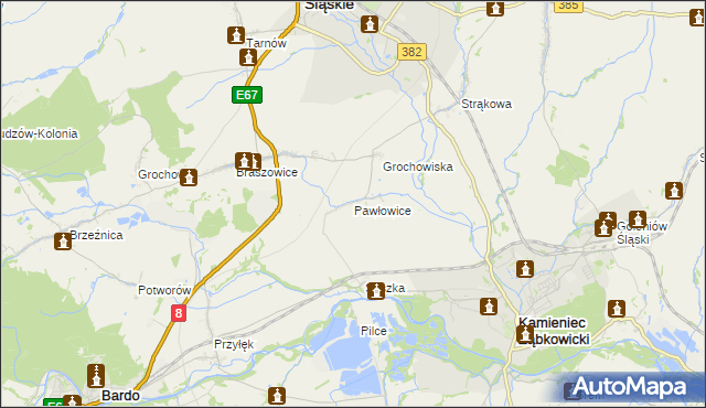 mapa Pawłowice gmina Ząbkowice Śląskie, Pawłowice gmina Ząbkowice Śląskie na mapie Targeo