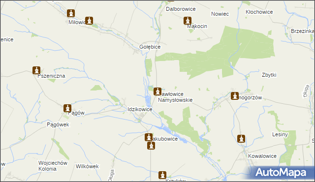 mapa Pawłowice Namysłowskie, Pawłowice Namysłowskie na mapie Targeo