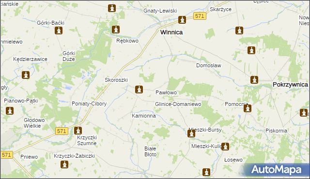 mapa Pawłowo gmina Winnica, Pawłowo gmina Winnica na mapie Targeo