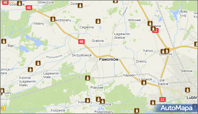 mapa Pawonków, Pawonków na mapie Targeo