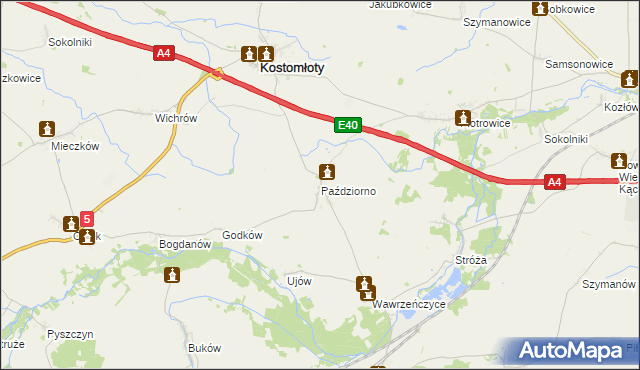 mapa Paździorno, Paździorno na mapie Targeo