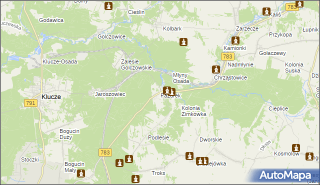 mapa Pazurek, Pazurek na mapie Targeo