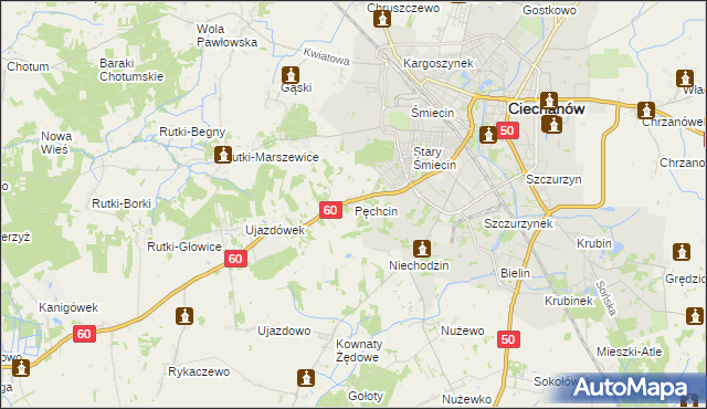 mapa Pęchcin, Pęchcin na mapie Targeo