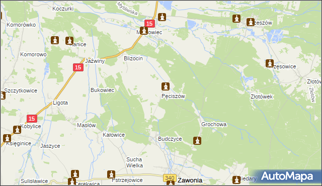 mapa Pęciszów, Pęciszów na mapie Targeo