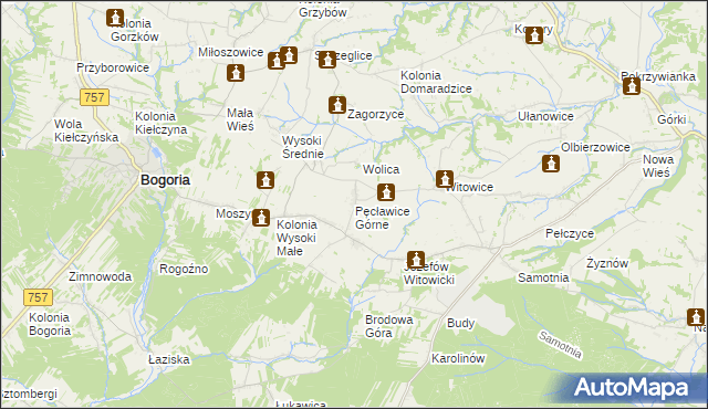 mapa Pęcławice Górne, Pęcławice Górne na mapie Targeo