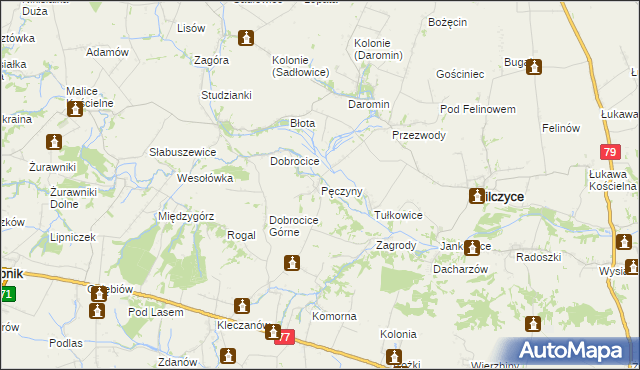 mapa Pęczyny, Pęczyny na mapie Targeo