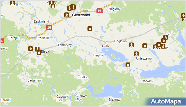 mapa Pęglity, Pęglity na mapie Targeo