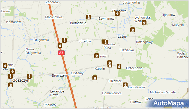 mapa Pelinów gmina Promna, Pelinów gmina Promna na mapie Targeo