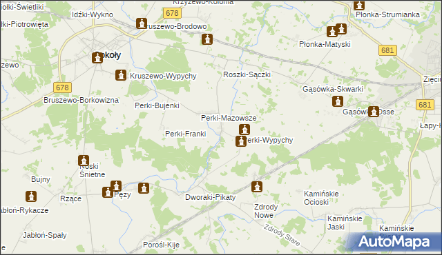 mapa Perki-Lachy, Perki-Lachy na mapie Targeo