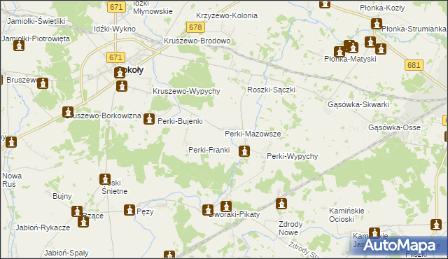 mapa Perki-Mazowsze, Perki-Mazowsze na mapie Targeo