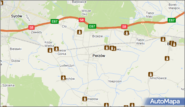 mapa Perzów, Perzów na mapie Targeo