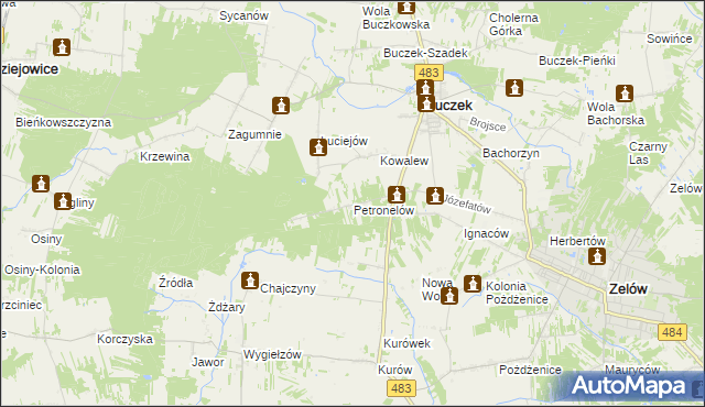 mapa Petronelów, Petronelów na mapie Targeo