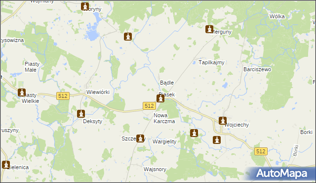 mapa Piasek gmina Górowo Iławeckie, Piasek gmina Górowo Iławeckie na mapie Targeo