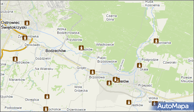 mapa Piaski Brzóstowskie, Piaski Brzóstowskie na mapie Targeo