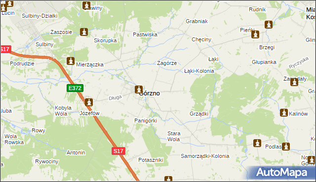 mapa Piaski gmina Górzno, Piaski gmina Górzno na mapie Targeo