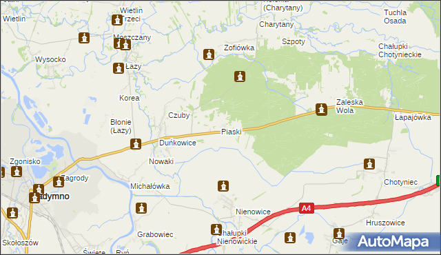 mapa Piaski gmina Radymno, Piaski gmina Radymno na mapie Targeo