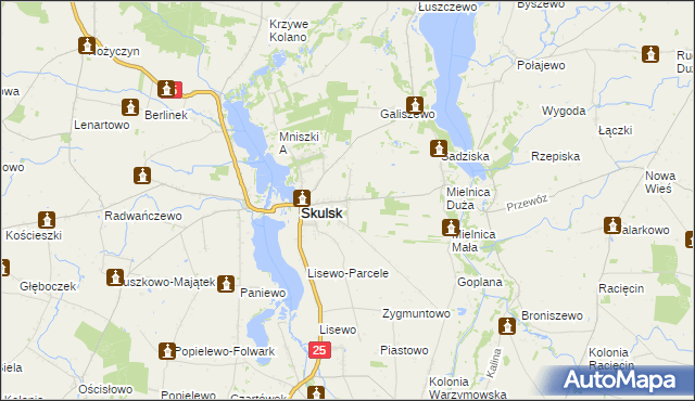 mapa Piaski gmina Skulsk, Piaski gmina Skulsk na mapie Targeo