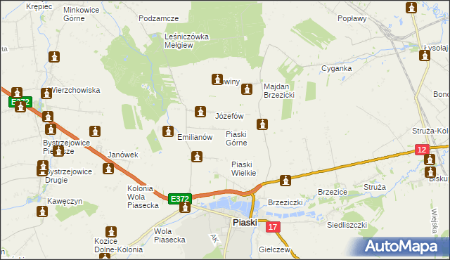 mapa Piaski Górne, Piaski Górne na mapie Targeo