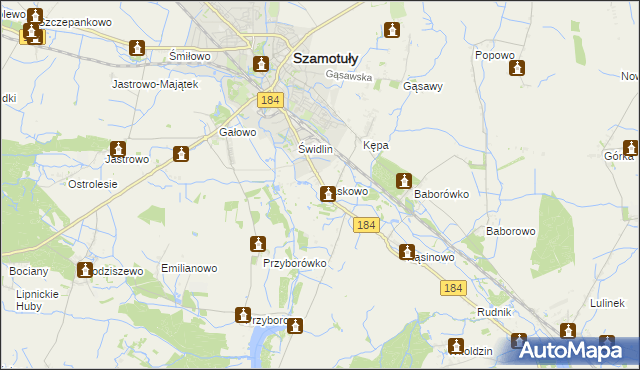 mapa Piaskowo gmina Szamotuły, Piaskowo gmina Szamotuły na mapie Targeo