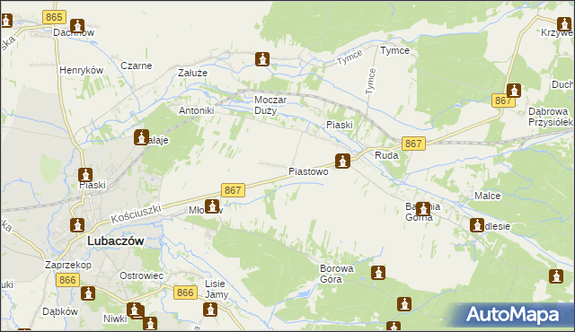 mapa Piastowo gmina Lubaczów, Piastowo gmina Lubaczów na mapie Targeo