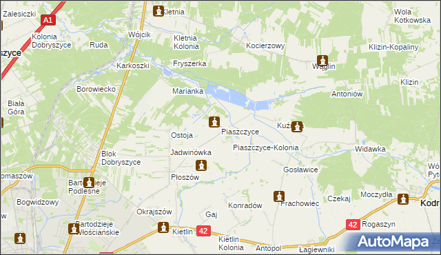 mapa Piaszczyce, Piaszczyce na mapie Targeo