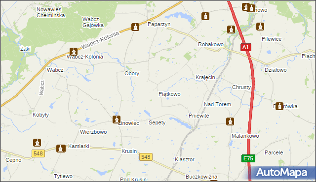 mapa Piątkowo gmina Lisewo, Piątkowo gmina Lisewo na mapie Targeo