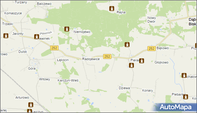 mapa Pieczyska gmina Dąbrowa Biskupia, Pieczyska gmina Dąbrowa Biskupia na mapie Targeo