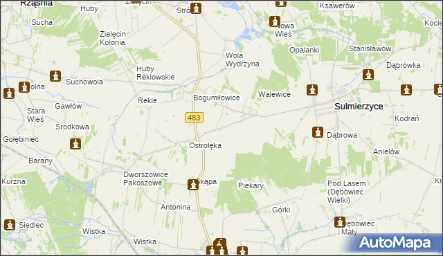 mapa Piekary gmina Sulmierzyce, Piekary gmina Sulmierzyce na mapie Targeo