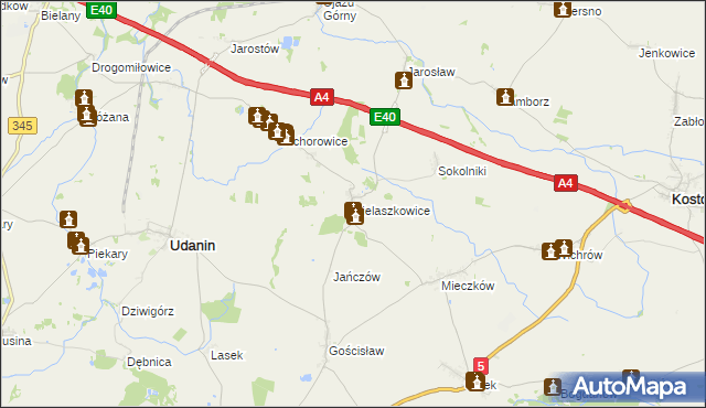 mapa Pielaszkowice, Pielaszkowice na mapie Targeo