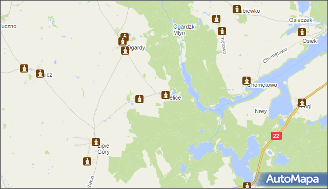 mapa Pielice gmina Strzelce Krajeńskie, Pielice gmina Strzelce Krajeńskie na mapie Targeo