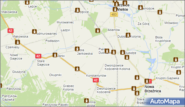 mapa Pieńki Dworszowskie, Pieńki Dworszowskie na mapie Targeo