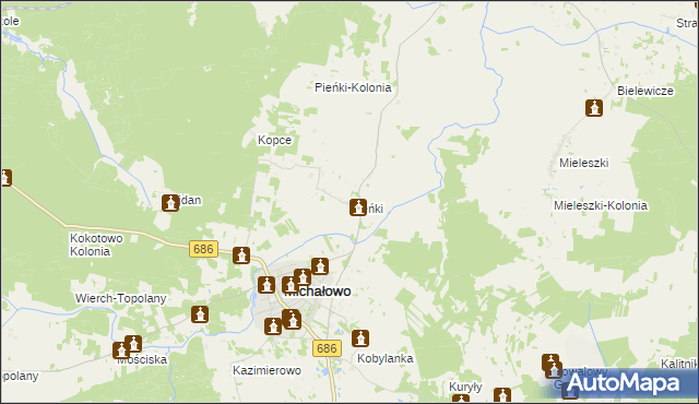 mapa Pieńki gmina Michałowo, Pieńki gmina Michałowo na mapie Targeo