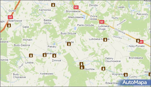 mapa Pieńki Osuchowskie, Pieńki Osuchowskie na mapie Targeo