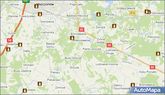 mapa Pieńki-Strzyże, Pieńki-Strzyże na mapie Targeo