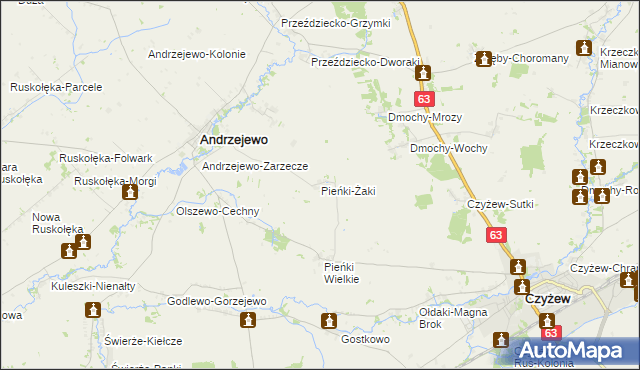 mapa Pieńki-Żaki, Pieńki-Żaki na mapie Targeo