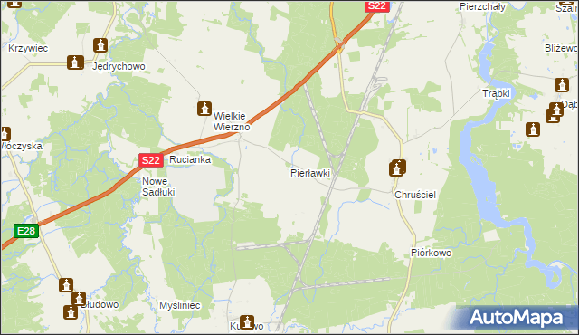 mapa Pierławki gmina Płoskinia, Pierławki gmina Płoskinia na mapie Targeo