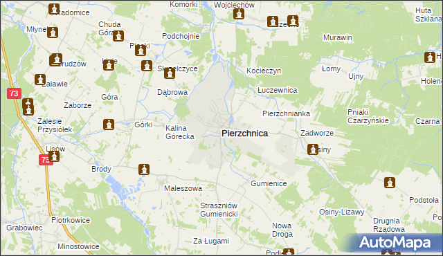 mapa Pierzchnica powiat kielecki, Pierzchnica powiat kielecki na mapie Targeo