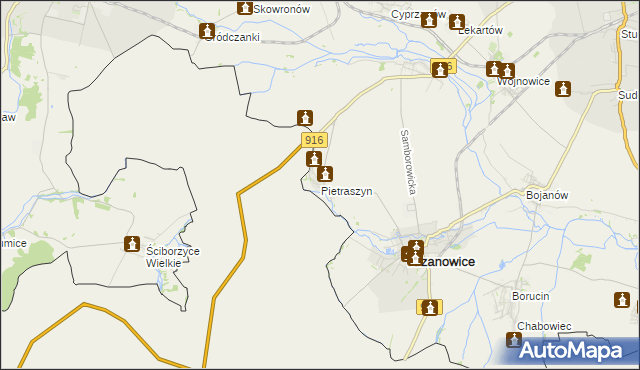 mapa Pietraszyn, Pietraszyn na mapie Targeo