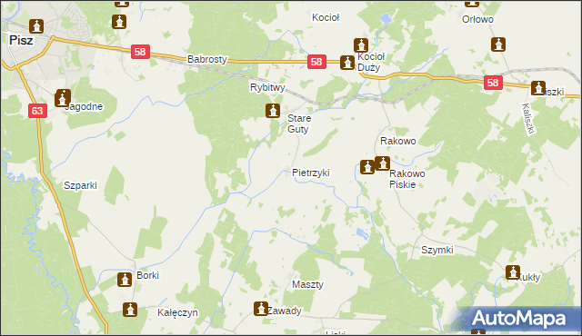 mapa Pietrzyki, Pietrzyki na mapie Targeo