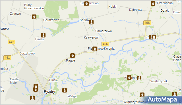 mapa Pietrzyków gmina Pyzdry, Pietrzyków gmina Pyzdry na mapie Targeo