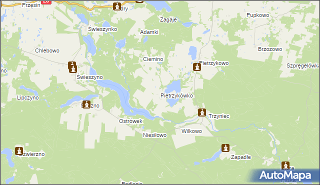 mapa Pietrzykówko, Pietrzykówko na mapie Targeo