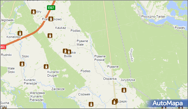 mapa Pijawne Polskie, Pijawne Polskie na mapie Targeo