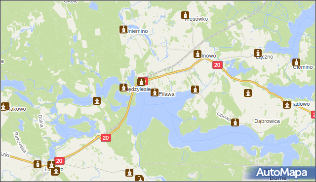 mapa Piława gmina Borne Sulinowo, Piława gmina Borne Sulinowo na mapie Targeo