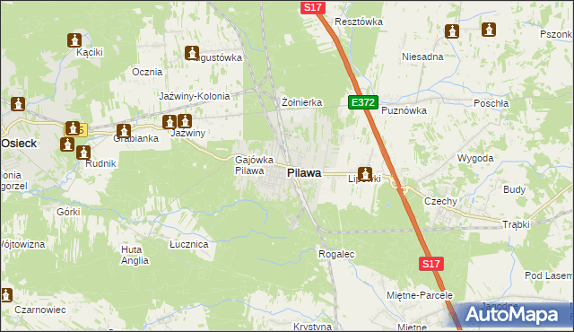 mapa Pilawa powiat garwoliński, Pilawa powiat garwoliński na mapie Targeo